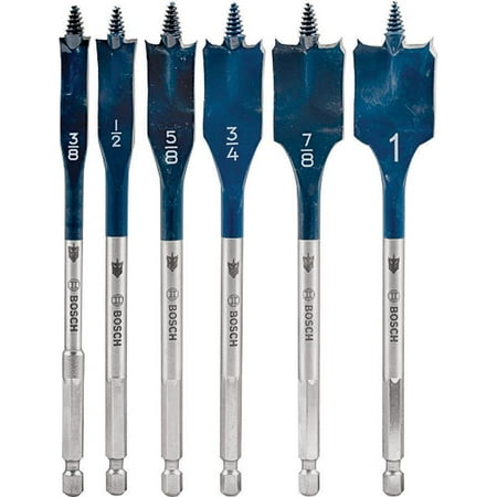 Daredevil DSB5006 Standard Length Wood Boring Spade Bit Set, 6 Pieces, 3/8 - 1 in