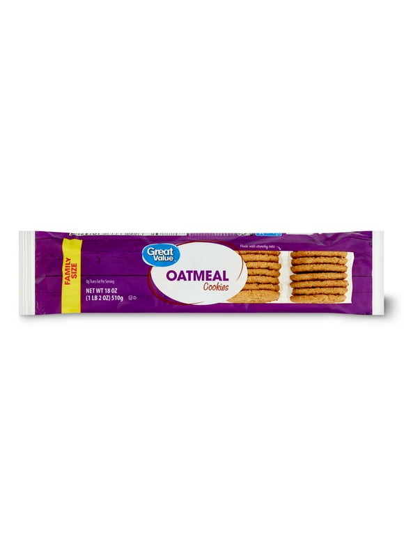 Great Value Oatmeal Cookies, Family Size, 18 oz
