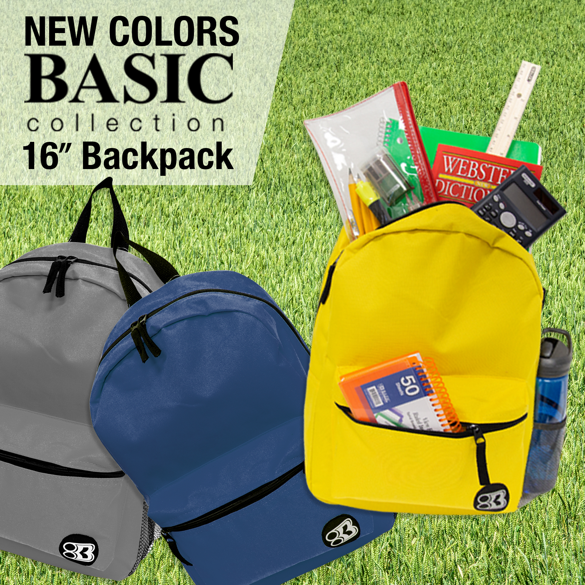 BAZIC School Backpack Basic 16" Mustard, School Bag for Students, 1-Pack - image 2 of 7