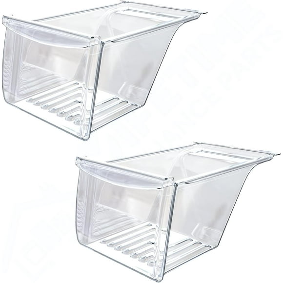 UPGRADED QRInnovations 2 x 240337103 Crisper Bin Compatible with Frigidaire Refrigerator Shelf | Fridge Drawer - 240337100, AP2115741, 240323007