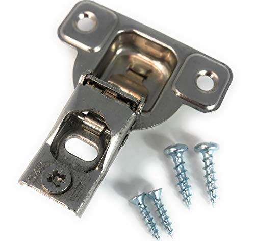 Salice E-Centra Nickel-Plated Metal 106-degree 9/16-inch Overlay Screw-on Face Frame Hinge with 2 Cams (2) - image 2 of 3