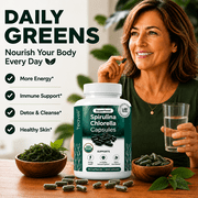 Organic Spirulina and Chlorella Capsules Organic Chlorophyll & Blue Green Algae to Support Powerful Detox, Energy & A Healthy Immune System, 3X More Chlorella Spirulina Powder / Serving 90 Capsules