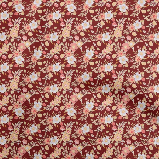 oneOone Velvet Maroon Fabric Floral Craft Projects Decor Fabric Printed By The Yard 58 Inch Wide