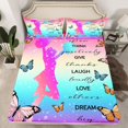 thumbnail image 2 of Homewish Girly Dreamy Dance Full Size Sheets 4-Piece for Kids Adults Teens,Cheer Team Cheerleading Breathable Bed Sheets,Flying Butterflies Lightweight Sheet Sets,Breathable Home Decor, 2 of 7