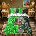 thumbnail image 3 of meiyoeat Pixel Grass L Initial Full Size Bedding Sets for Boys, Gamer Block Monogram Full Size Bed in a Bag, Green Brown, Gamepad Reversible, 7 Pieces, 3 of 6