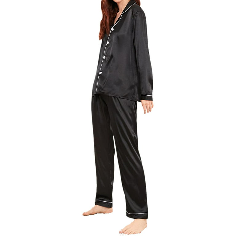 BlushBridesCo Personalized Pajama Set Short Sleeve Sleepwear Womens Button  Down Nightwear Silk Satin PJ Lounge Sets XS-3XL