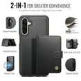 thumbnail image 5 of For Samsung Galaxy S24 FE Phone Case,2-in-1 Magnetic Removable Card Holder,Compatible With Mag-Safe,PU Leather + TPU + PC Hybrid Shockproof Anti-fall Protection,Durable Phone Case,Black, 5 of 12