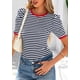 thumbnail image 4 of Camiseta PRETTYGARDEN para mujer, color azul marino, a rayas, color azul marino, 4 of 9