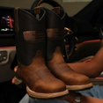 thumbnail image 1 of Distressed Brown “American Flag” Leather Work Boots, 1 of 4