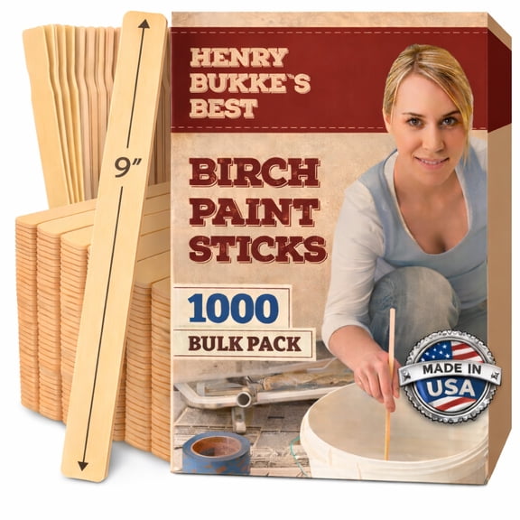 Henry Bukke’s Best Birch Paint Stir Sticks, 9 in., 1000 Ct. Bulk Box, Made in USA