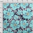 thumbnail image 3 of oneOone Polyester Spandex Teal Blue Fabric Floral Craft Projects Decor Fabric Printed By The Yard 56 Inch Wide, 3 of 4