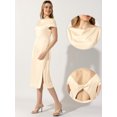 thumbnail image 2 of DARING DIVA Satin Cowl Neck Cap Sleeve Backless Split Midi Dress L Champagne, 2 of 6
