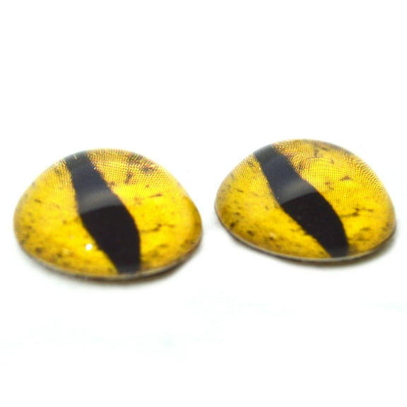 High Domed Golden Yellow Dinosaur Dragon Glass Eyes