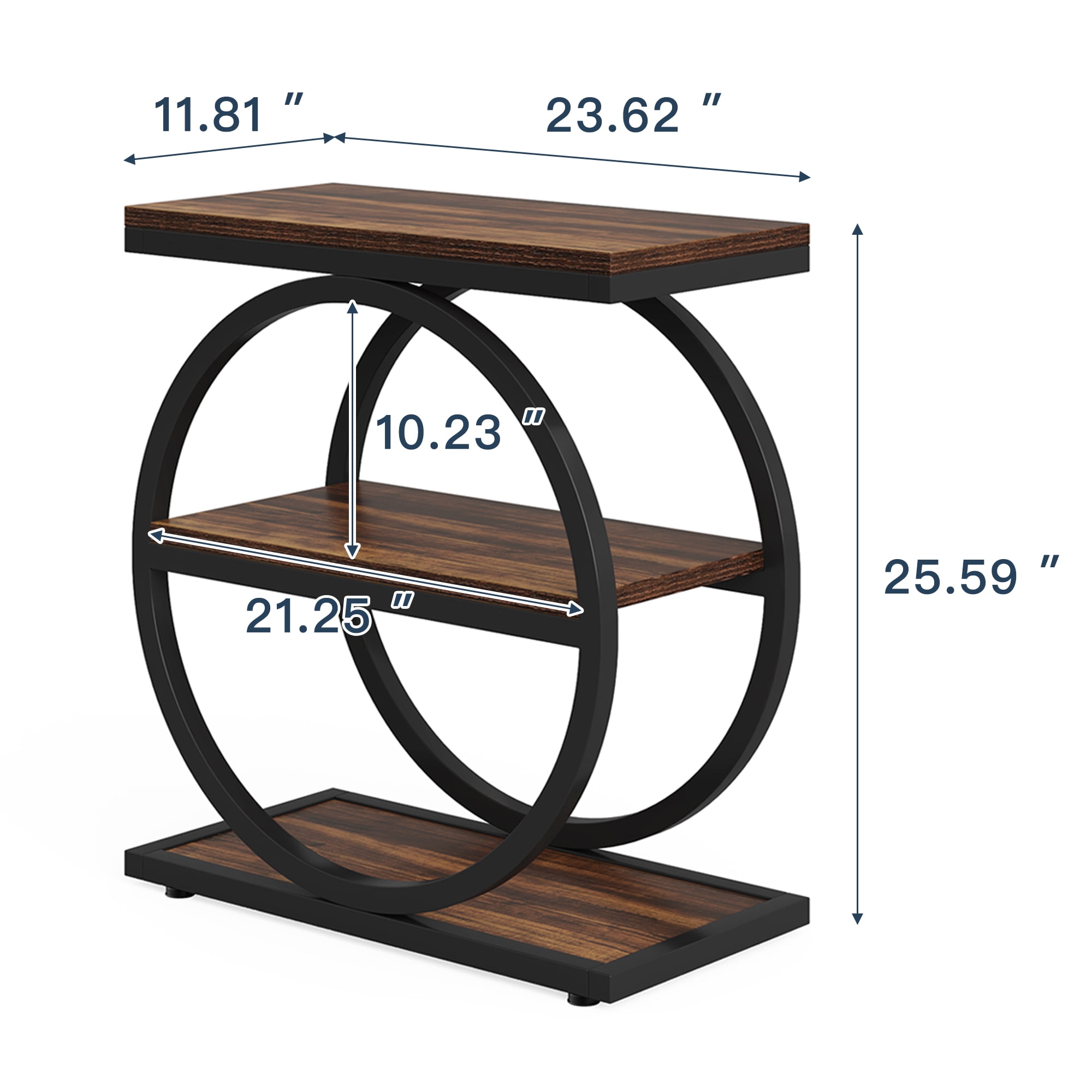 Demi Bonndustrial Console Table for Entryway, Farmhouse Sofa Tables Behind Couch, Rustic Wood and Metal Foyer Table with 3-Tier Shelves for Hallway Living Room, Brown
