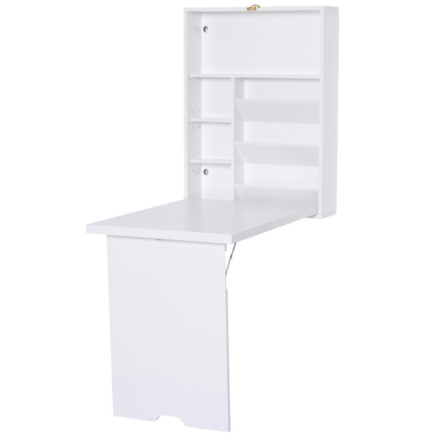 Compact Fold Out Wall Mounted Convertible Desk With Storage