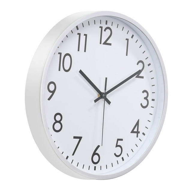 Reloj de pared de 12 pulgadas Unique Bargains con números 3D, movimiento de cuarzo, silencioso, sin tictac, redondo, blanco/plata