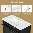 thumbnail image 6 of Euroco 36 Inch Bathroom Vanity with Ceramic Sink Top, Solid Wood Frame, MDF & Poplar Cabinet, Flip Drawers, Adjustable Shelf, and Zinc Alloy Handles(Faucet Not Included), 6 of 9