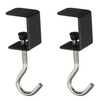 Uxcell 2pcs Desk Hook Clamp 0.2"-1.4" Clamping Range for Backpack Table Purse, Black