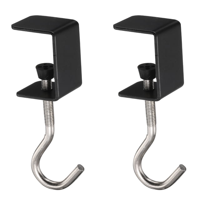 Uxcell 2pcs Gancho de Mesa Abrazadera 0.2"-1.4" Rango de Abrazadera para Mochila, Negro