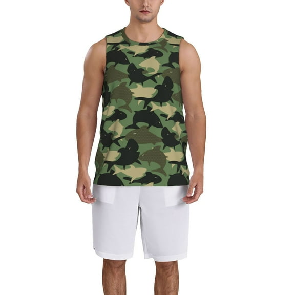 Naloa Camouflage Shark Basketball Jersey Reversible Men's Mesh Athletic Sports Shirts Training Practice S-4XLSmall