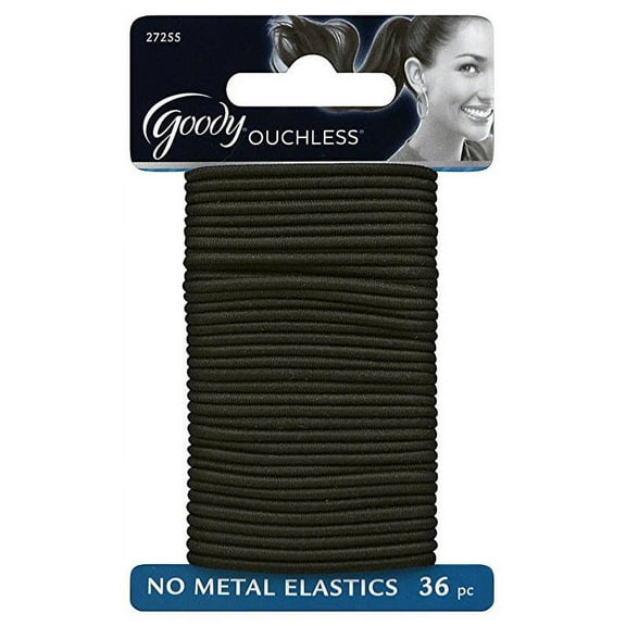 Goody Ouchless Gentle Elastic Ponytail Holders, Black, 36 ct