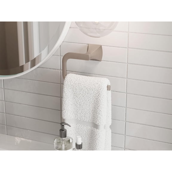 Bruxie 3-Piece Bathroom Hardware Set with Towel Bar, Towel Ring, and Toilet Paper Holder, Wall-Mounted, Spot Defense Brushed Nickel Finish, BTBBIE3GS