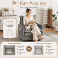 thumbnail image 2 of 360°Swivel Accent Chair, Upholstered 28''W Oversized Armchair, PAPROOS Barrel Chair Reading Armchair with Side Pockets & Cushion, Modern Accent Chair with Metal Base for Living Room Bedroom, Gray, 2 of 2
