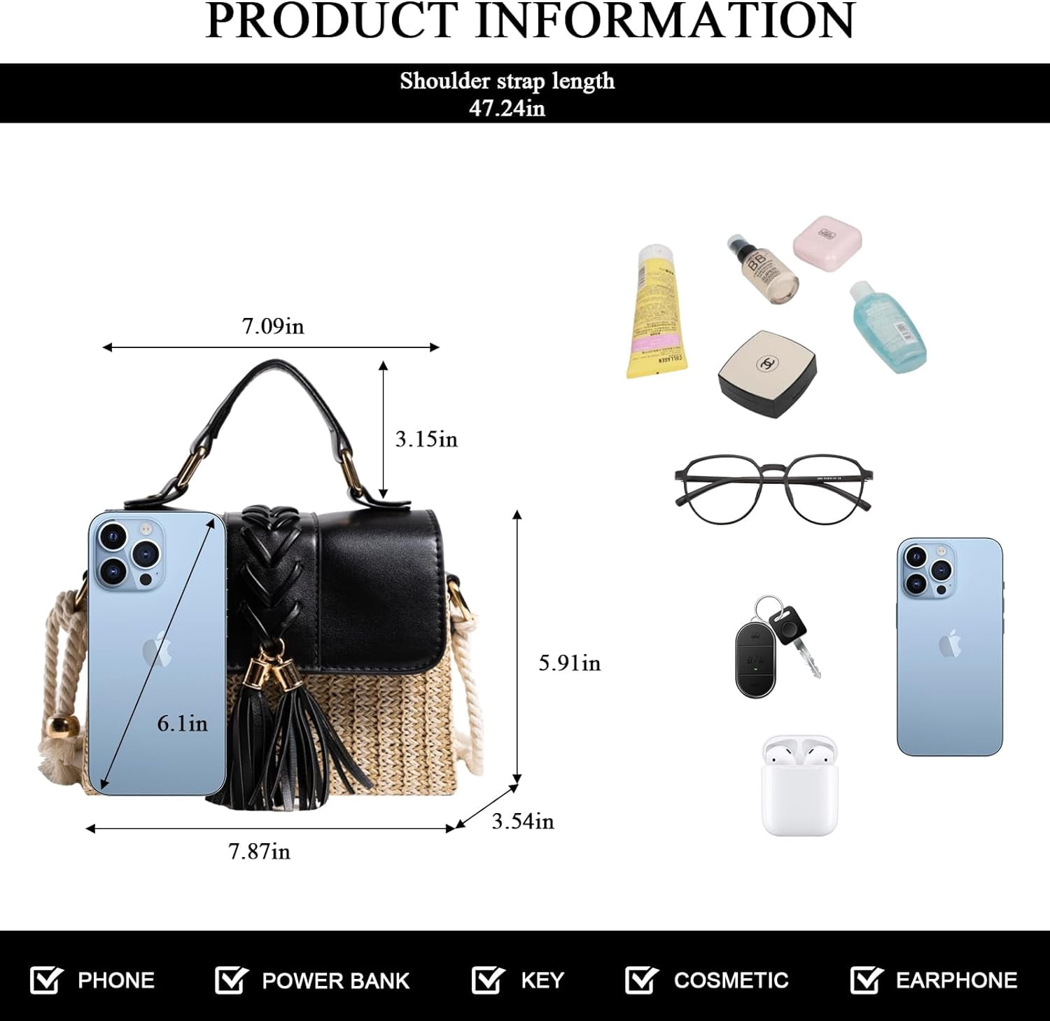 Kukuzhu Straw Crossbody Bags for Women, Summer Straw Purses and Handbags Shoulder Clutch Bag for Vacation