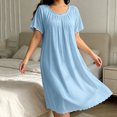 thumbnail image 6 of NominalSnug Womens Nightgown Scalloped Neck Short Sleeve Loose Midi Sleep Dress Loungewear, 6 of 6