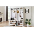thumbnail image 4 of White Hall Tree Entryway Bench with Coat Rack and Shoe Cubbies for Organized Storage in Entryway or Bedroom, 59.8" W x 15.8" D x 76.8" H, Multifunctional Design, Easy Assembly, 4 of 9