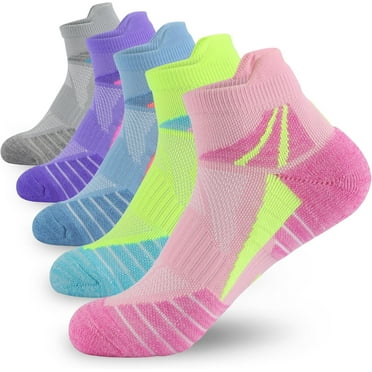 TACYKIBD Womens Trainer Running Socks,Anti Blister Sports Socks for Ladies Size 4-7,Cushioned Breathable Ankle Athletic Socks 5 Pairs