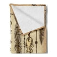 thumbnail image 2 of Tribal Soft Flannel Fleece Throw Blanket, Bohemian Hair Accessories Bird Feathers Beads on String Sketch Digital Print, Cozy Plush for Indoor and Outdoor Use, 50" x 60", Brown, by Ambesonne, 2 of 5