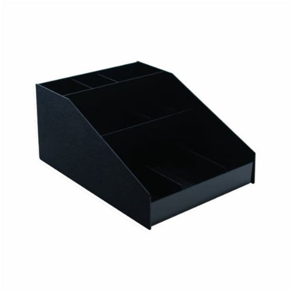 Condiment Organizer for Kitchen Counter, 9 Compartment Spice Rack, Portable Black Storage