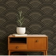 thumbnail image 2 of S4sassy Self-Stick Decorative Boho Wallpaper, Geometric Mandala Print Walls Paper, Vinyl Waterproof Contact Paper, Black, 25"x120"inch Removable Renter Friendly Wall Covering For Bedroom, Dining room, 2 of 9
