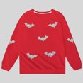 thumbnail image 4 of Tiijoy Halloween Sweatshirts for Girls Bat Print Cozy Crewneck Pullover, Red, Sizes 5-14, 4 of 4