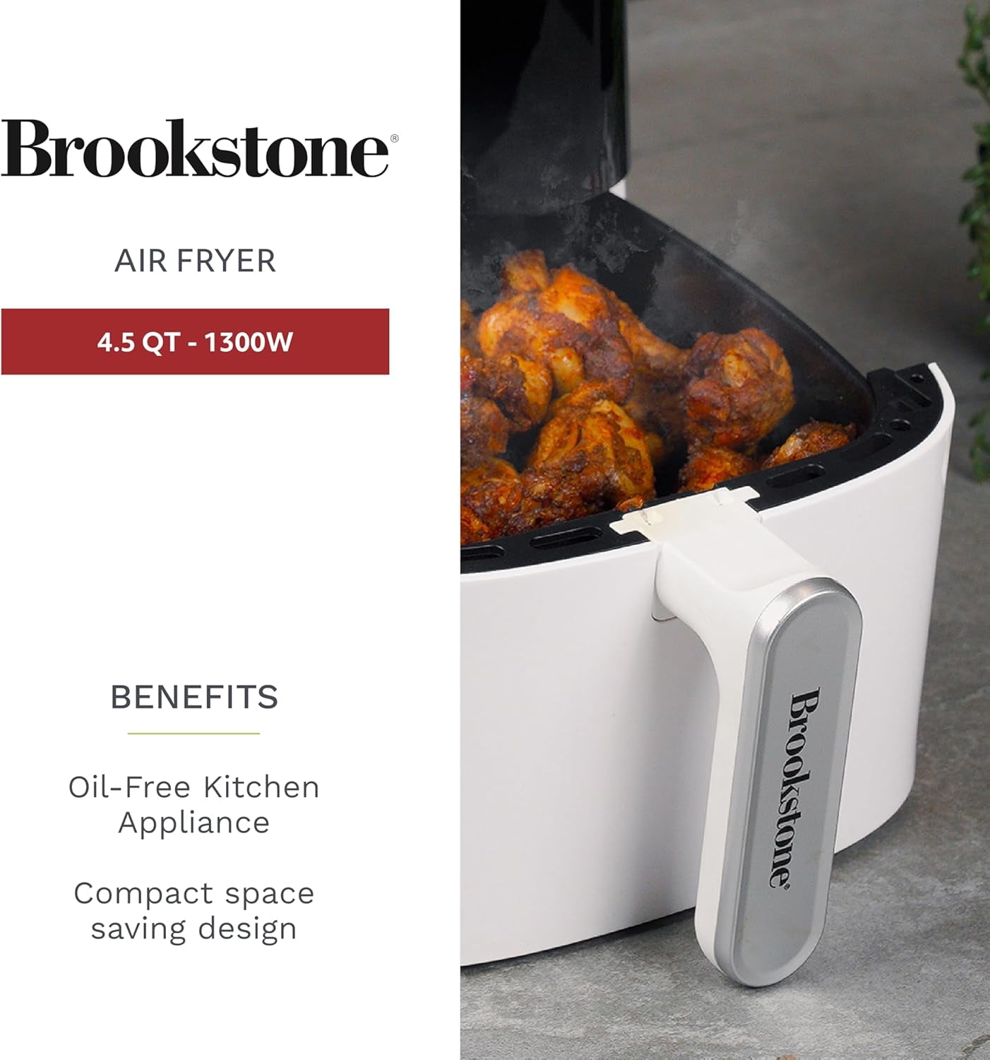 Air Fryer – 4.5 Qt, 1300W Large Capacity Fryer with LED Display, 8 Presets, Adjustable Temp, Oil-Free Kitchen Appliance for Baking, Roasting, Frying, Healthy Crispy Meals, White