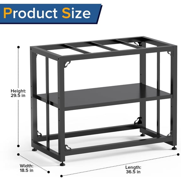 Fish Tank Stand 40 Gallon, Metal Aquarium Stand 36.5" L x 18.5" W*29.5”H, Double-Layer Storage Design, Suitable for Home and Office Use, 660LBS Capacity, Black (Tank not Included)
