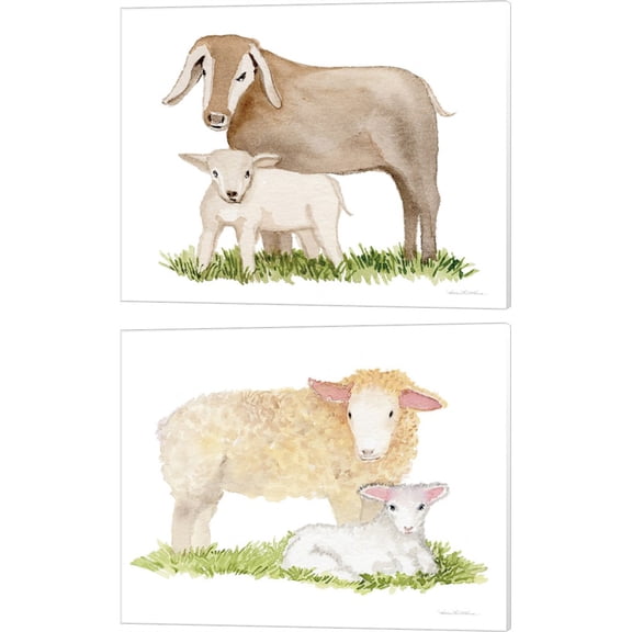 Great Art Now Life on the Farm Animal Element by Kathleen Parr McKenna 2 Piece Canvas Art Set Each 15"W x 12"H