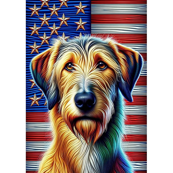 Irish Wolfhound Fawn - Best of Breed DCR Patriotic III Outdoor Garden Flag Mailbox Flag 12" x 17"