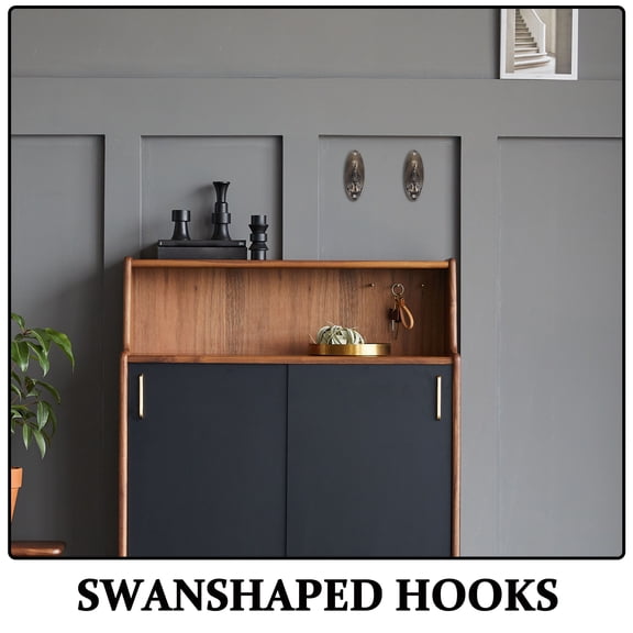 SEWCHICS 1Set Elegant Swan Wrought Iron Hooks Alloy Decorative Wall Mounted Hooks for Living Room Bedroom