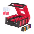 thumbnail image 3 of Caja expositora para baraja de cartas, resistente, de piel sintética, con capacidad para 12 cartas con fundas. Rojo negro, 3 of 9