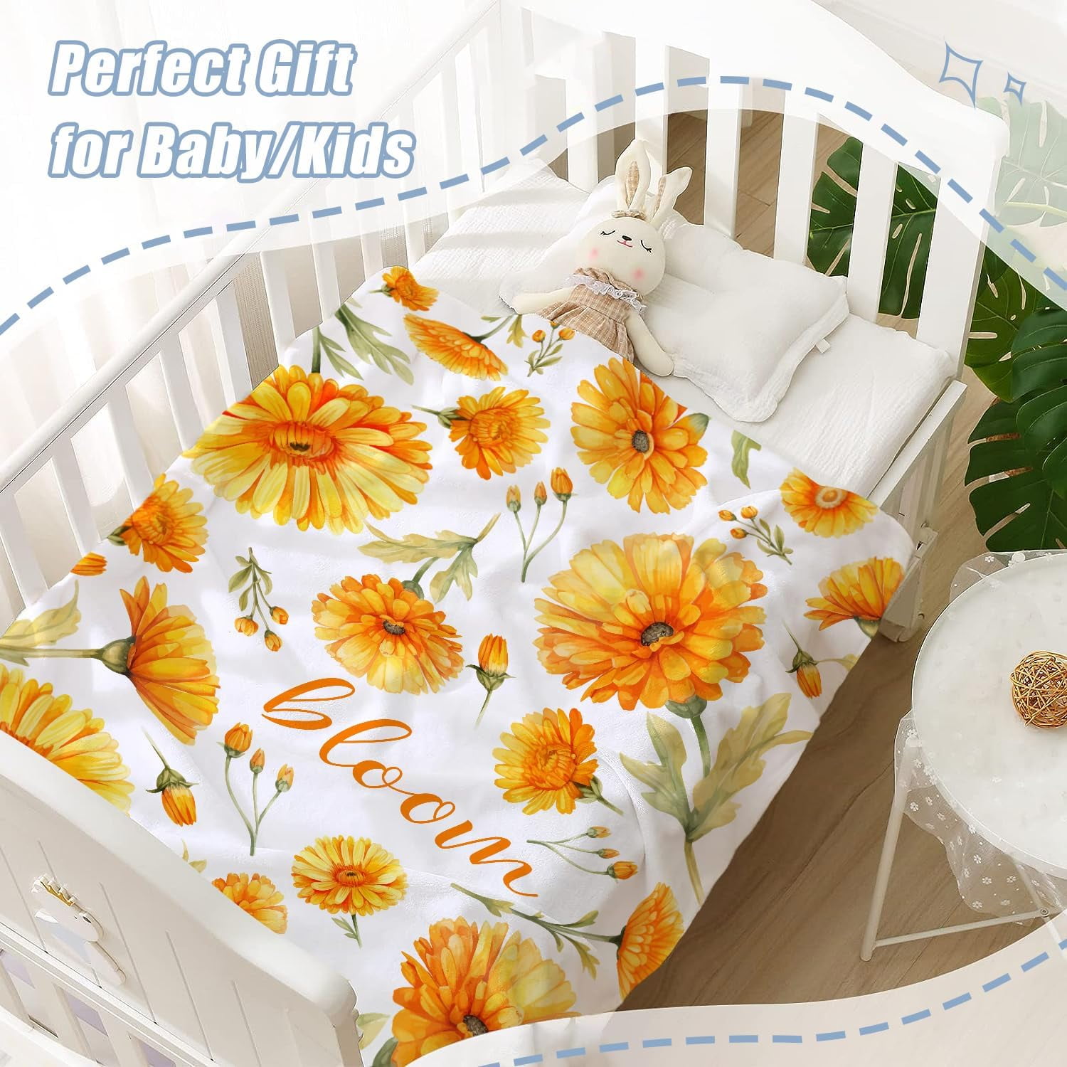 Sunflower Throw Blanket for Baby Small Spring Summer Floral Blanket Toddler Swaddle Crib Blanket Soft Fleece Blankets Gift for Baby Couch Bed Flower Decorative Blanket 30x40