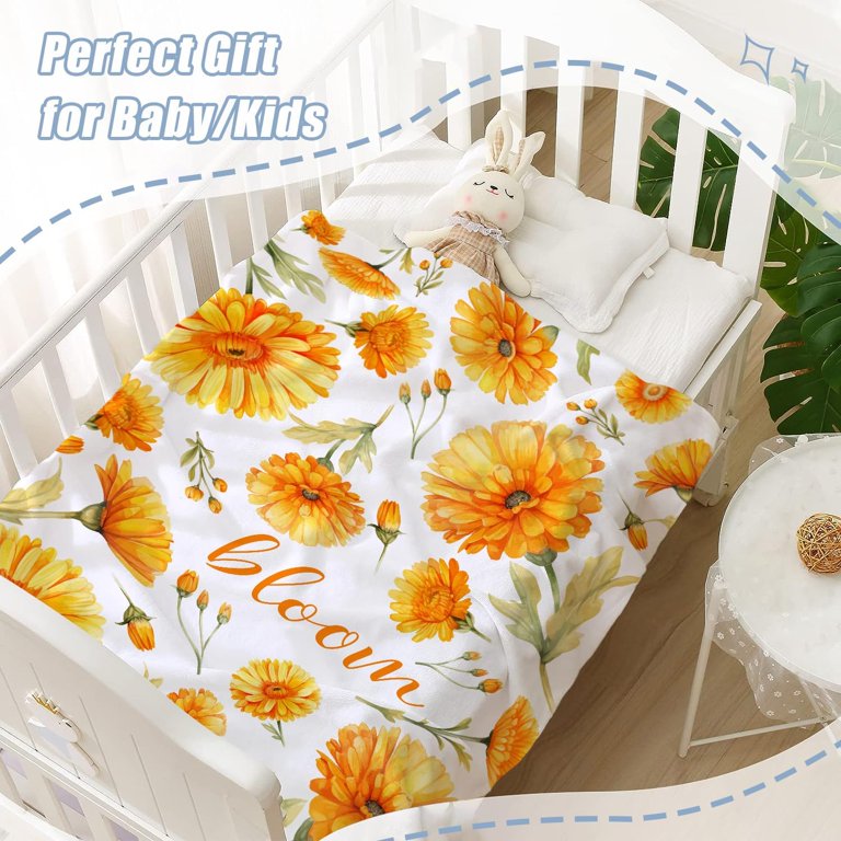 Daisy Throw Blanket for Kids Small Spring Summer Yellow Floral