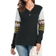 thumbnail image 2 of ANYJOIN Womens Button Up Long Sleeve Henley Tunic Tops V-Neck Casual Color Block Sweatshirt, 2 of 5
