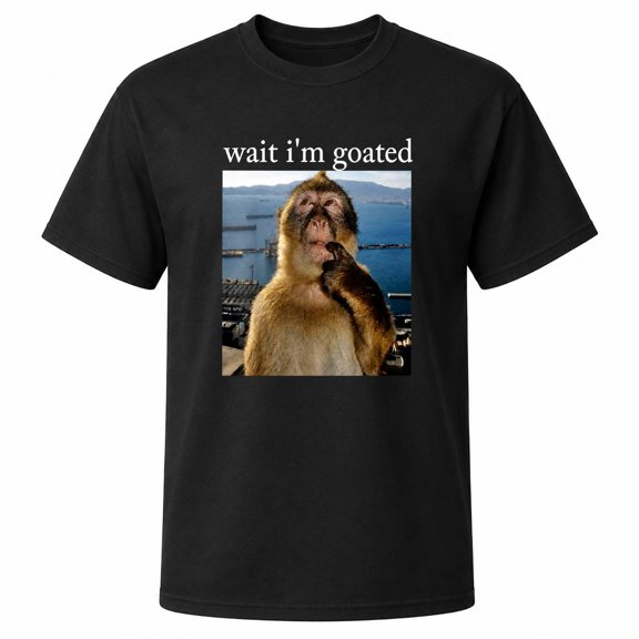 Funny Goated Monkey Graphic T-Shirt, Unisex Classic Fit, Cotton-Rich 180 GSM, Front Print