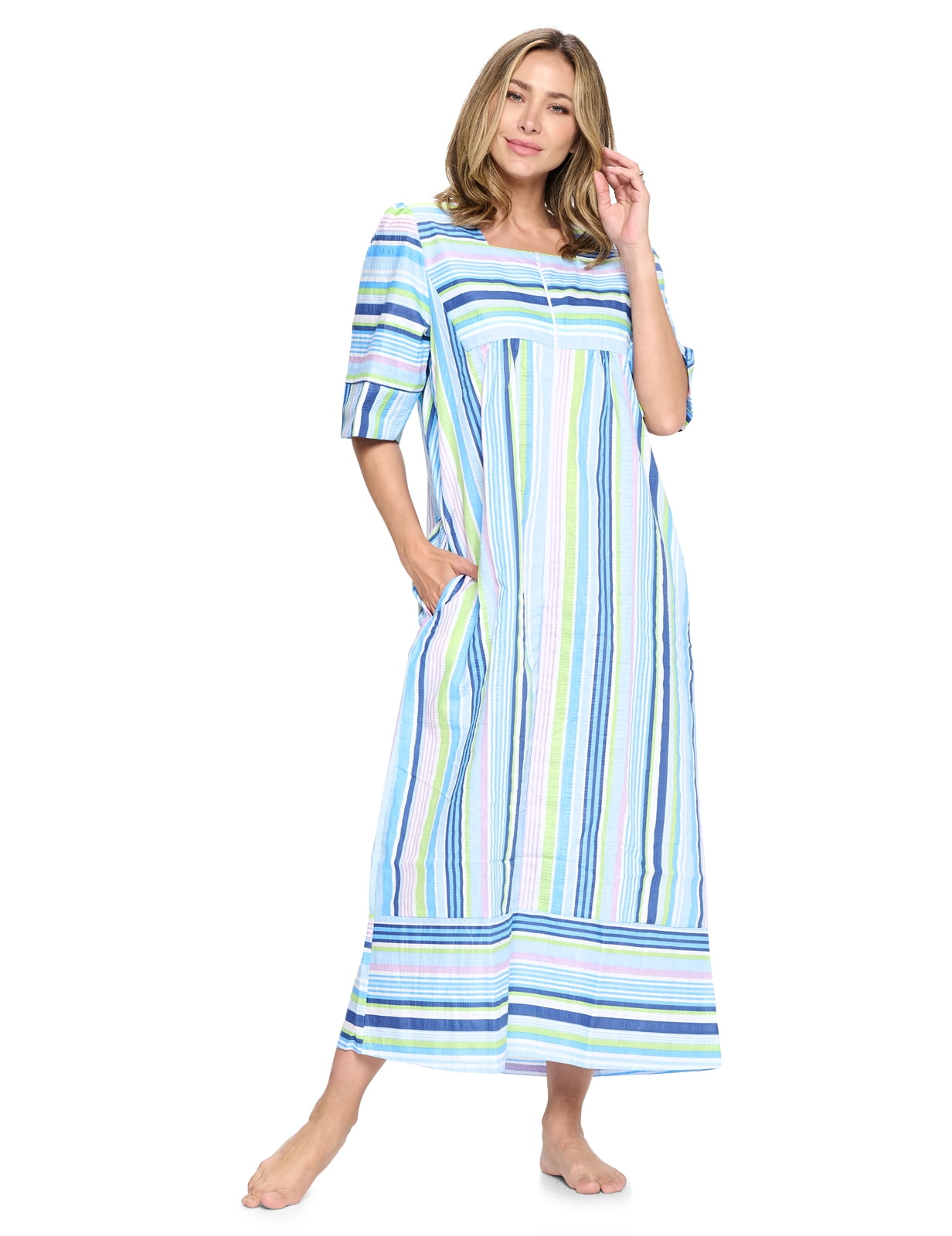 Casual Nights Women's Cotton Housecoat, Plus Size Summer Duster Robe with  Pockets, Snap Front Closure, 40