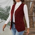 thumbnail image 6 of Women's Button Up Corduroy Vest V Neck Slim Fit Tops with Pockets Sleeveless Trendy Blazer Jackets Lightweight Coats Winter Snap Gilet Warm Outerwear Casual Waistcoats, 6 of 8