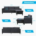 thumbnail image 6 of Mjkone 86" L-Shaped Sectional Sofa with Storage Ottoman, 3 Seat Couch with Reversible Chaise for Living Room/Office/Apartment, Dark Gray, 6 of 7