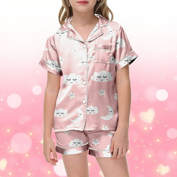 Girls Playful Daily Wear Painted Home Outfit Set Comfortable Childrens Pajamas For Activities And Cozy Nights