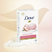 Dove Beauty Bar Womens Bath Soap Rebalancing White Peach & Rice Milk, 3.75 oz 4 Bars